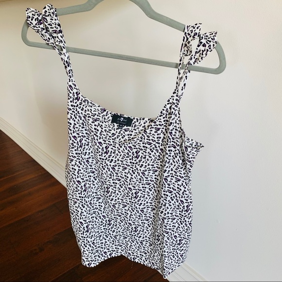 NWOT 7 For All Mankind Ruffle Strap Leopard Tank - Picture 2 of 7